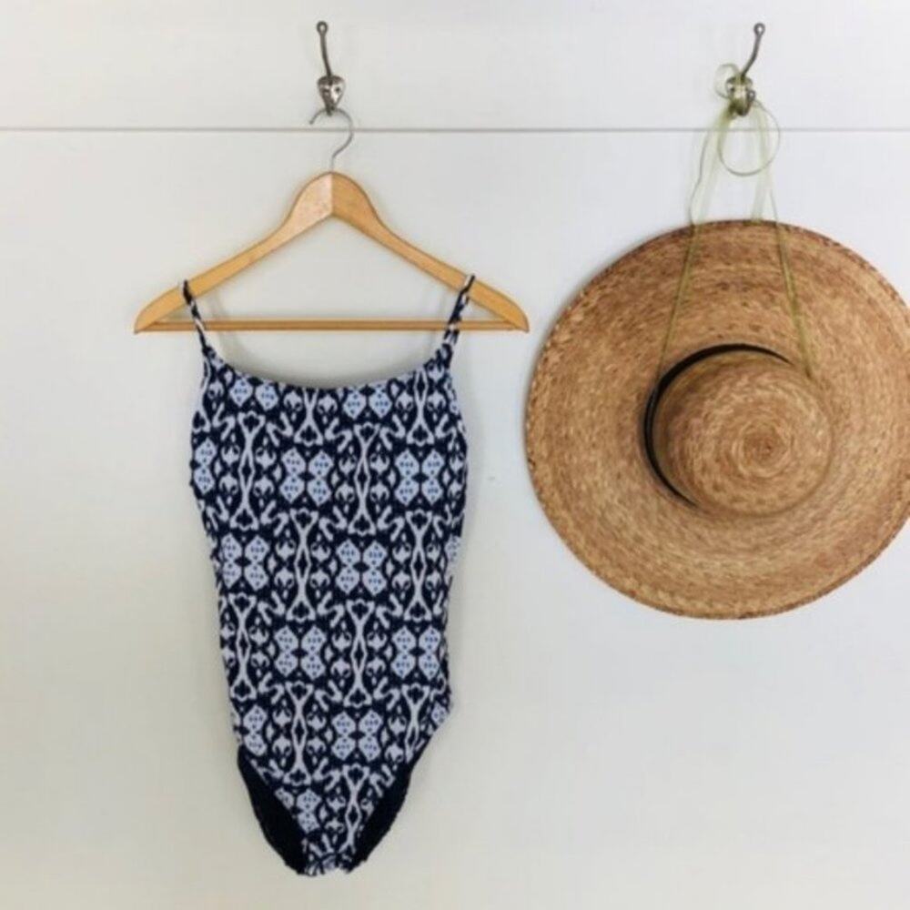 Navy Blue Print Strappy One Piece NWOT